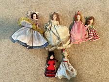 VINTAGE STORY BOOK DOLLS LOT OF 6 - OPEN / CLOSE EYES - All 5"-8"