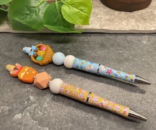 2 PC Handmade Silicone Bead Black Ink Pen Set Easter Basket New Free Ship B5530