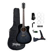 Washburn WA90CETBBPACK Dreadnought A/E Guitar Pack - Trans Black Burst