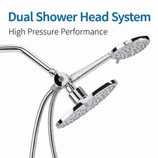 Chrome Dual Shower Head High Pressure 3 Way Rainfall Handheld Combo Set