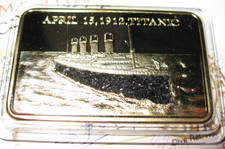 RMS Titanic Genuine coal fragments on customised gold plated memorial coin 1/bid