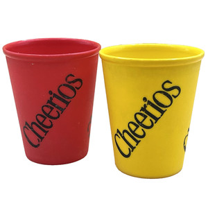 General Mills Cheerios Plastic Kids Cups Red Yellow 3.5in Cereal Promo Set