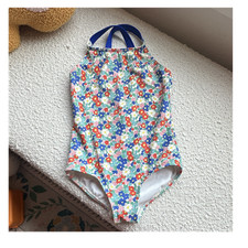 Mini Boden Girls Floral One-Piece Swimsuit Multicolor/Blue Size 4-5Y