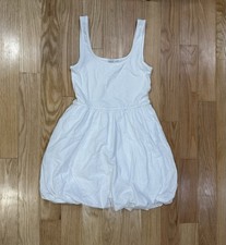 GAP Women's White Cotton Sleeveless Bubble Hem Tank Dress Scoop Neck Size S