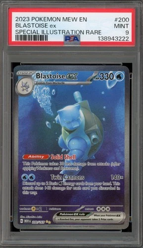 Pokemon Blastoise ex 151 MEW EN Special Illustration Rare #200 PSA 9 Mint