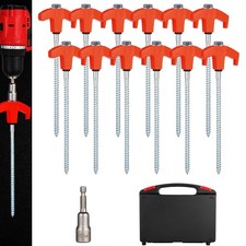 12 Pack Screw in Tent Stakes Heavy Duty,8    Ground Anchors Screw in,Metal St...