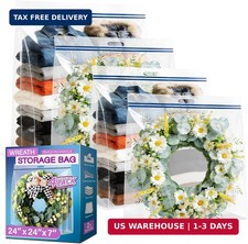 4 Pack 24"x24"x7" Clear Wreath Zipper Storage Bag with Handle