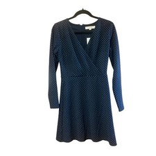 Loft Geo Jacquard Wrap Long Sleeve Dress NWT