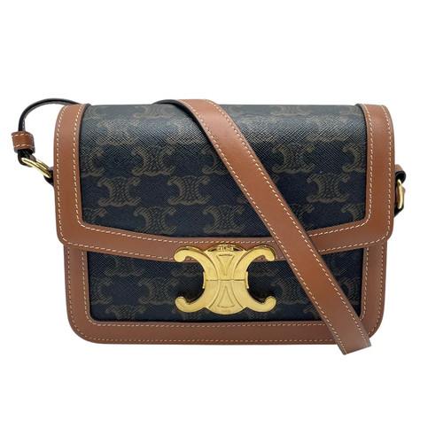 CELINE Teen Triomphe Bag 188882 Tan Triomphe Canvas Shoulder Bag #714