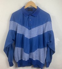Vintage Playboy Special Edition Polo Shirt Blue Chevron Stripe L Long Sleeve