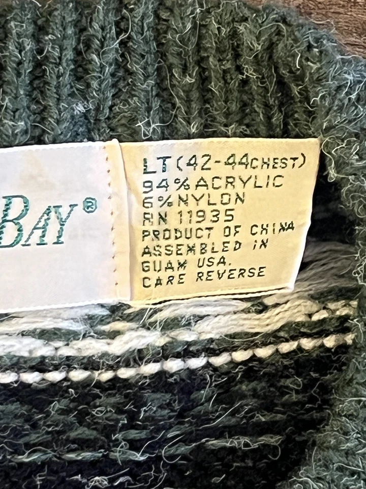 Antigo Suéter Masculino St Johns Bay Grande Alto Verde Ilha Justa Manga Longa Nórdica - Imagem 3 de 4