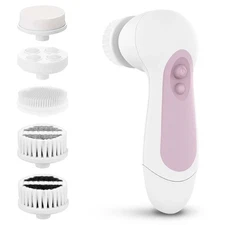 Waterproof Electric Facial Cleansing Brush Set with 5 Exfoliating Heads