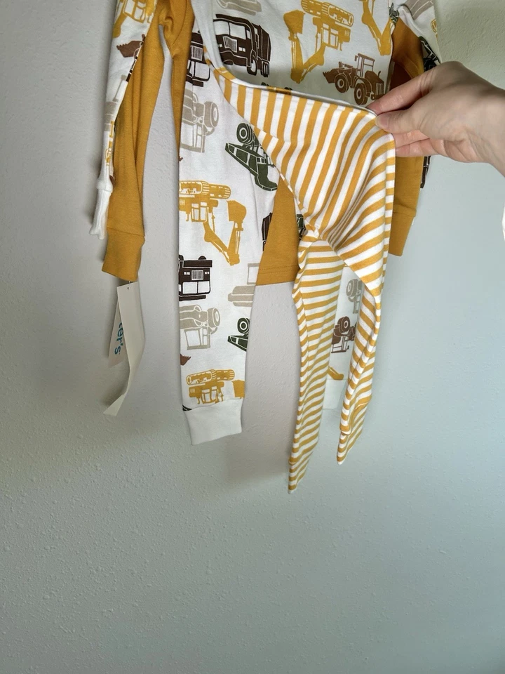 Carter’s Talla 2T Juego de 4 Piezas Pijama Niño Amarillo Excavadora Camión Volquete NUEVO Foto 3 de 4