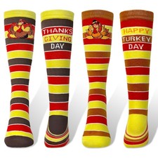 Hiwtonk 2 Pairs Thanksgiving Turkey Socks, Fun Trot One Size, Yellow