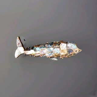 MEXICAN SILVER & ABALONE ARTICULATED FISH BOTTLE OPENER MISSING SHELL PIECES