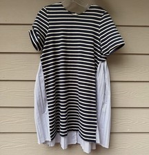 Sea New York 100% Cotton A-line Striped Mini Dress with Pocket Sz XS
