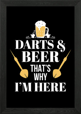 Darts Beer Why IM Here Framed Wall Art Poster Canvas Print Picture