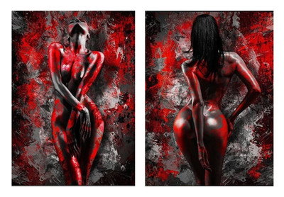 Set Of Fashion Woman Paint Wall Decor AI Vector