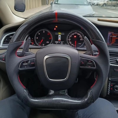 Real Carbon Fiber Flat Sport Steering Wheel For Audi A3 A5 A4 Q7 RS4 RS5 S4 S5