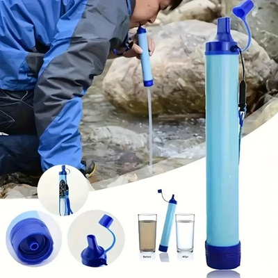 #ad Portable Camping Hiking Emergency Life Survival Purifier Water Filter Straw Tool $7.98