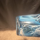 Blue & White Swirl Art Glass Tumbler Cup, Tapered Decorative Decorated — photo 8