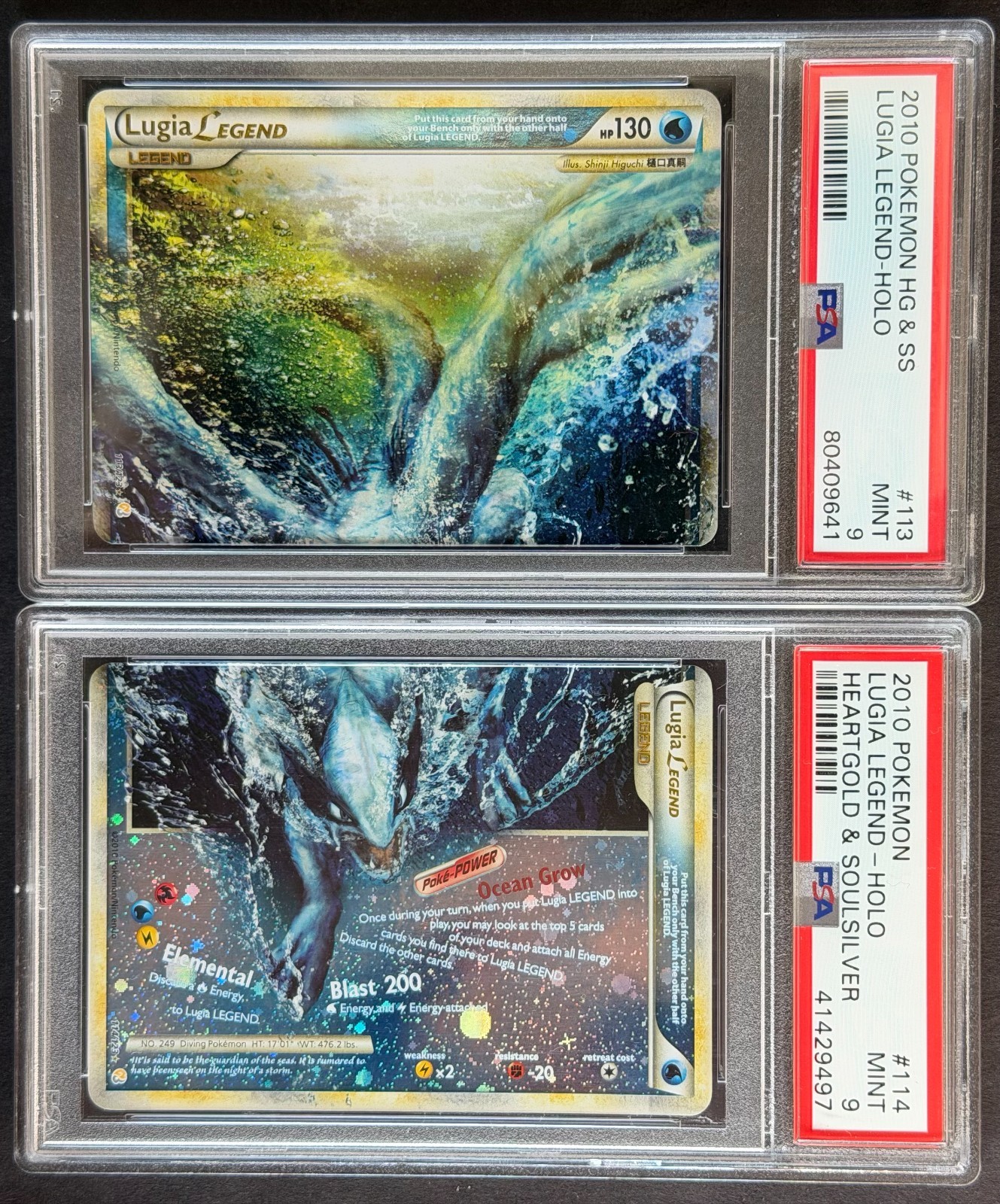 Pokemon Lugia Legend Top 113 & Bottom 114 - PSA 9 MINT - Pair Set - HGSS RARE!