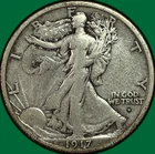 1917-S Obverse MM Walking Liberty Half Dollar Very Fine VF Coin #40240