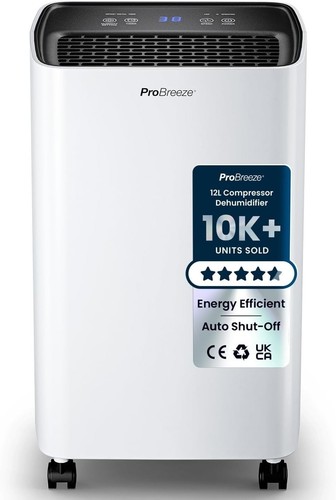 Pro Breeze 12L Compressor Dehumidifier 2L Tank Laundry Drying Mould Remover