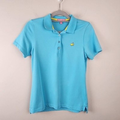 Masters Magnolia Lane Collection  sz S performance  polo shirt Blue logo