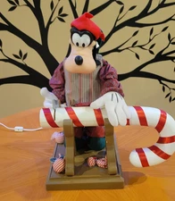 Santa’s Best, Mickey Unlimited  Elf Goofy Sawing Candy Cane Motionette WORKS!