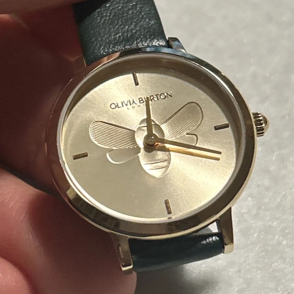 OLIVIA BURTON London WATCH Gold BEE Black LEATHER Brand NEW - Image 2 of 4