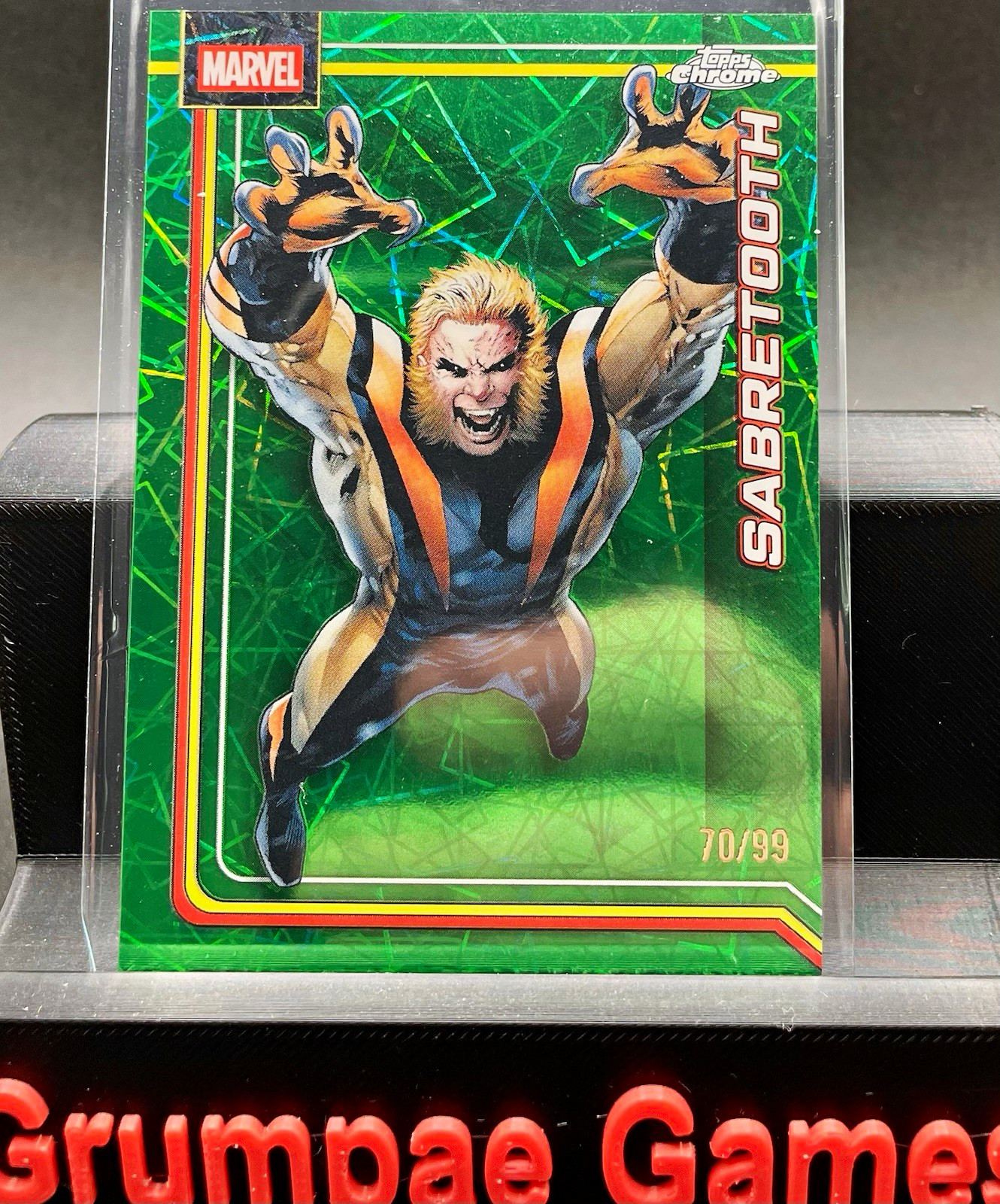 2026 Topps Chrome Marvel Sabretooth #144 Green Lightning /99 70/99