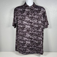 FootJoy Polo Shirt Mens Large Black Gray Camo Golf Performance Lightweight