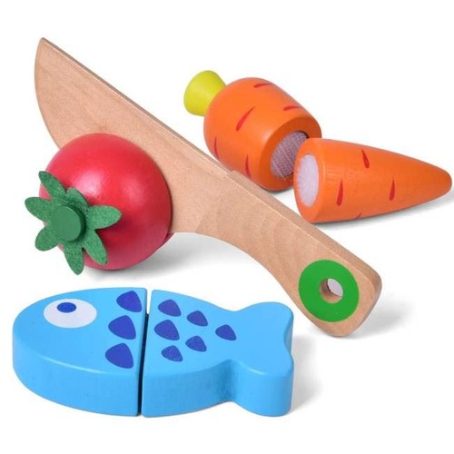 Fun Little Toys 12-teiliges Holz-Set Schneiden Spielen Essen mit Koffer - Bild 2 von 4