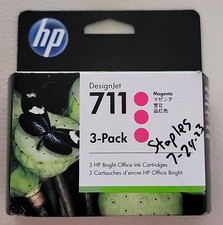 3-pack 2025 Genuine HP 711 MAGENTA CZ135A DesignJet 29ml Ink Cartridges SEALED