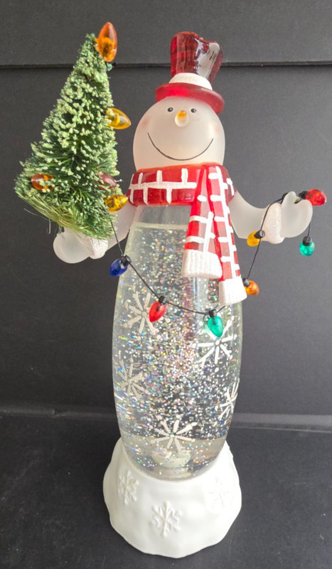 VINTAGE 10 1/2" NORTHLIGHT LED LIGHTED SNOW CHRISTMAS WHITE SNOWMAN TABLETOP