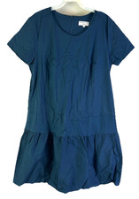 Universal Standard for J.Crew Womens Medium Drop Waist Shirt Dress Blue