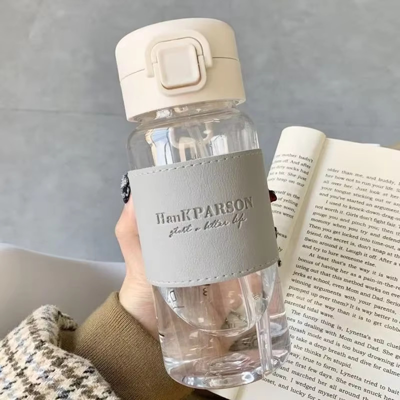 500Ml Leak-Proof Water Bottle with Straw Portable Student Sc