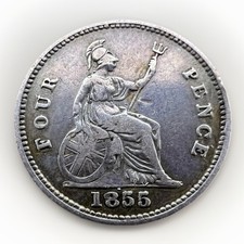 Great Britain Victoria Silver 1855 Four Pence 1.84gr KM# 731.1