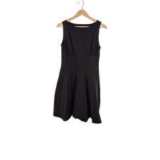 Quince Women Organic Stretch Jersey Drop Waist Mini Dress TRUE Black M