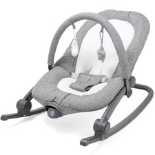 Aura Deluxe Portable Baby Bouncer Infant Rocker Quilted Charcoal Tweed