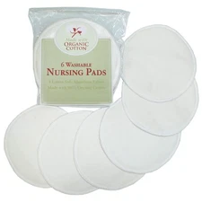 Organic Cotton Nursing Pads Soft Absorbent Washable Natural Color 6 Count