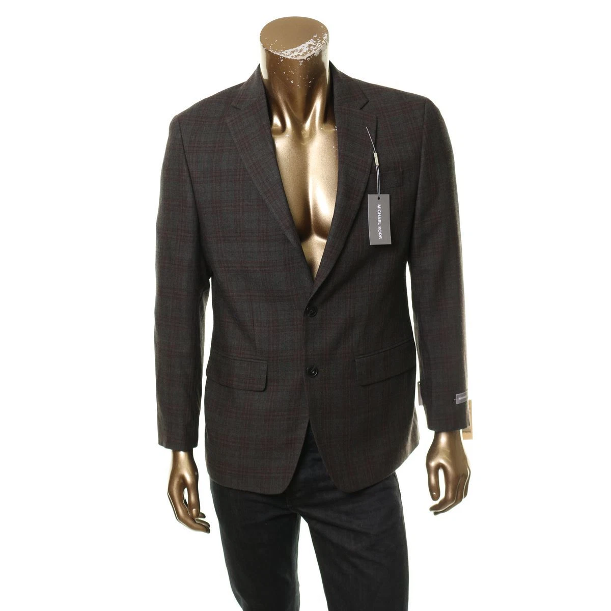 MICHAEL KORS NEW Men's Kelson Two button Wool Plaid Sport Coat Blazer TEDO