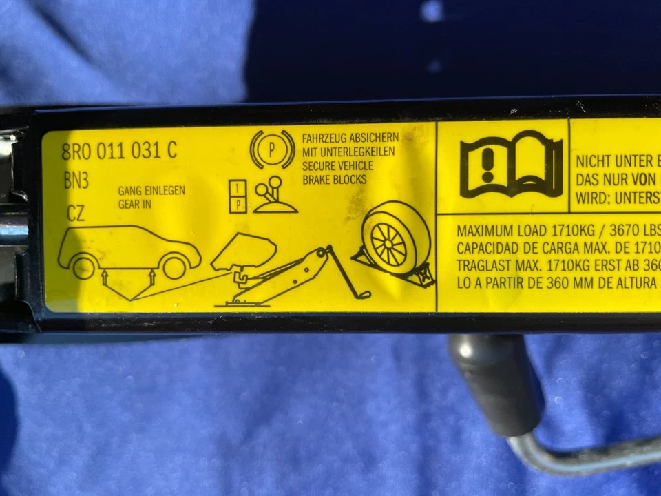 Audi Q5 SQ5 Q7 2009-2017 maletero trasero neumático de repuesto gato de emergencia genuino OEM Foto 3 de 4