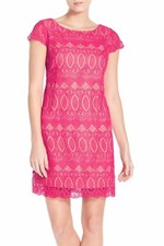  ELIZA J SCALLOPED LACE PINK SHEATH DRESS sz 4