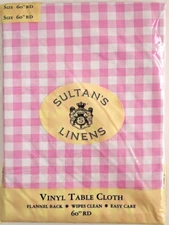 SULTAN'S LINENS 60"RD Vinyl Flannel Back Table Cloth Pink Checkered