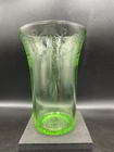 BELMONT TUMBLER CO GREEN DEPRESSION BOWKNOT FLAT TUMBLER URANIUM GLOW