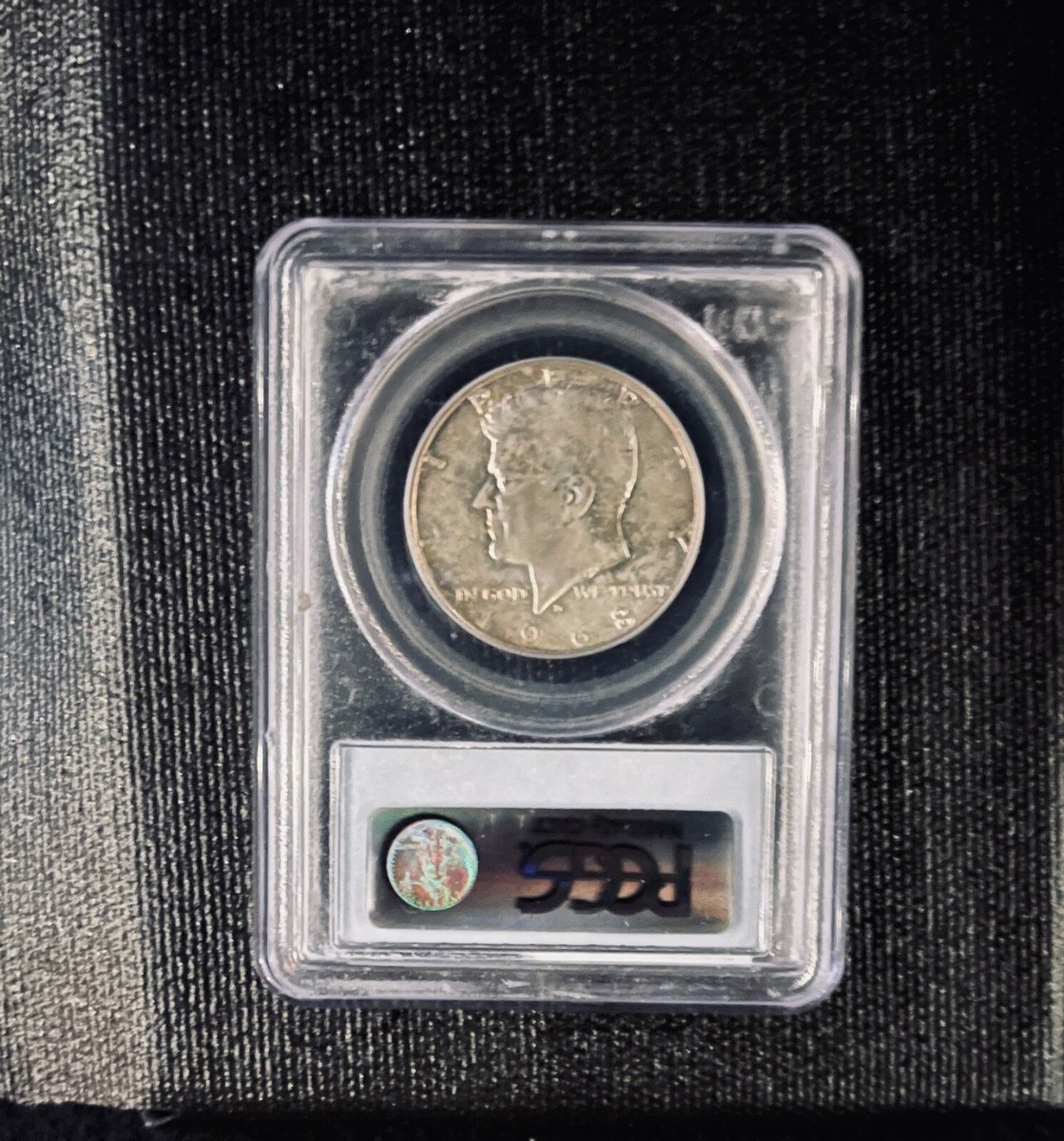 1968-D 50C Kennedy Half Dollar 60% Reverse Clamshell Split -- MS62