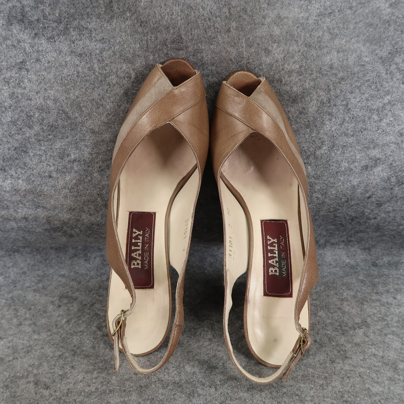 Bally Shoes Womens 7 Slingback Pump Peep Toe Heels Le… Gem