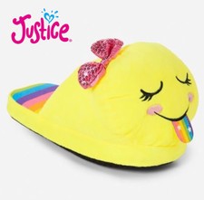 Brand New Justice Rainbow Emoji Slippers w Bow Rainbow Tongue Sealed Size 8 / 9